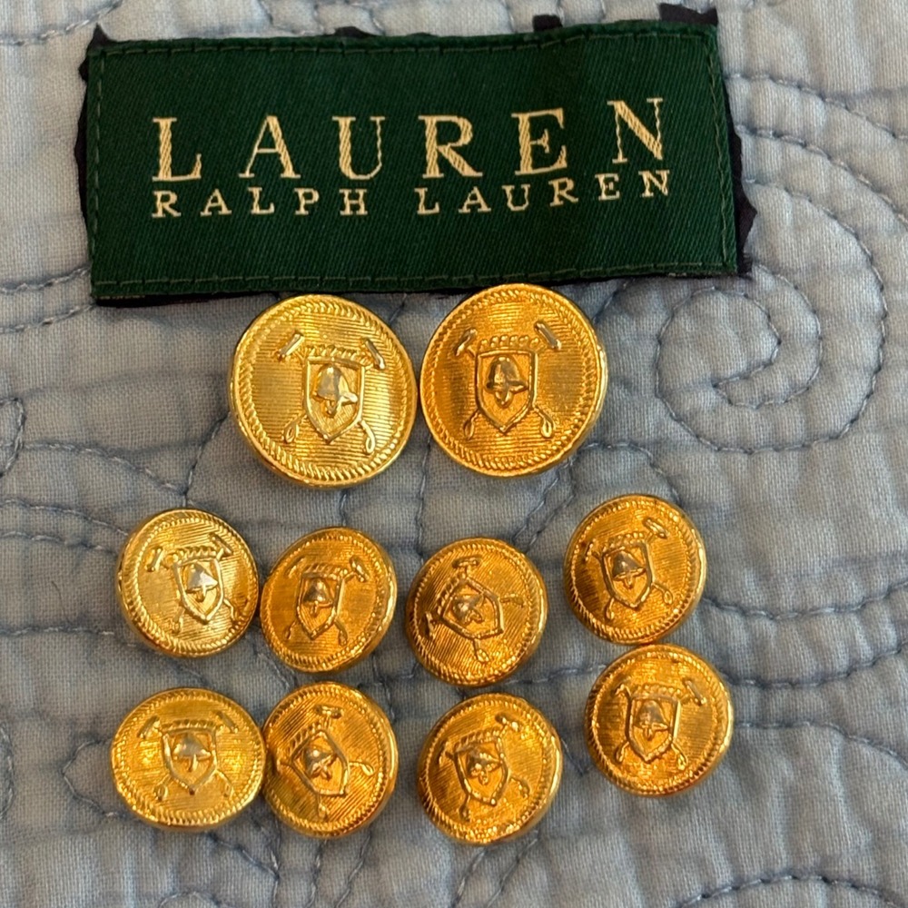 Lauren Ralph Lauren Gold Tone Crest Blazer Buttons Set of 10 Replacement DIY